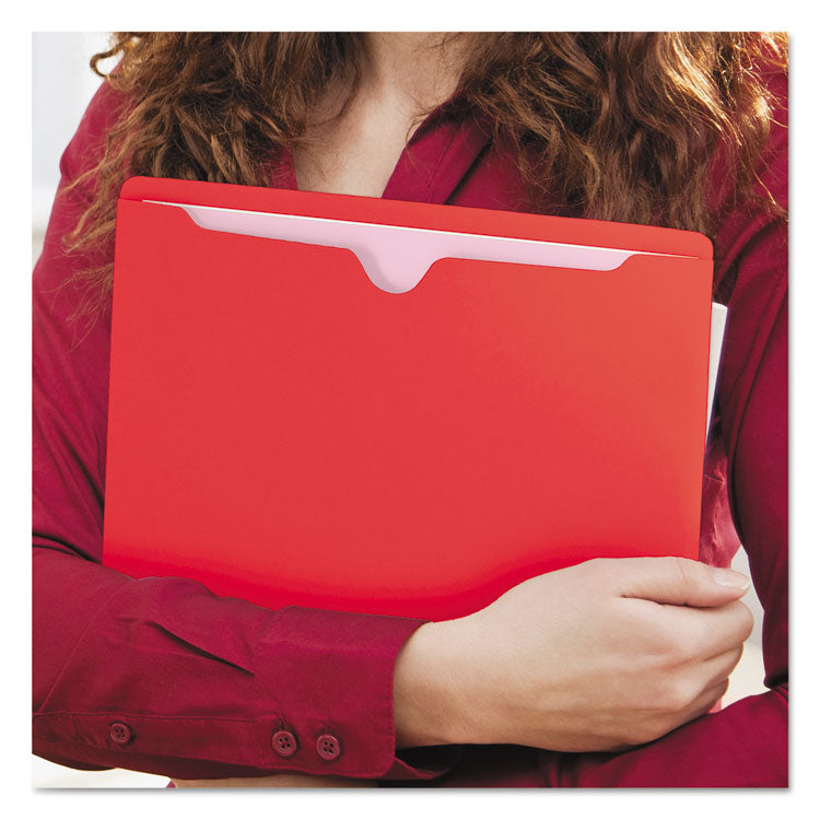 Colored File Jackets With Reinforced Double-Ply Tab, Straight Tab, Letter Size, Red, 100/box