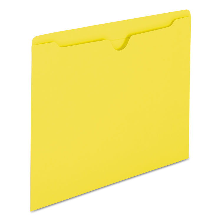 Colored File Jackets With Reinforced Double-Ply Tab, Straight Tab, Letter Size, Yellow, 100/box