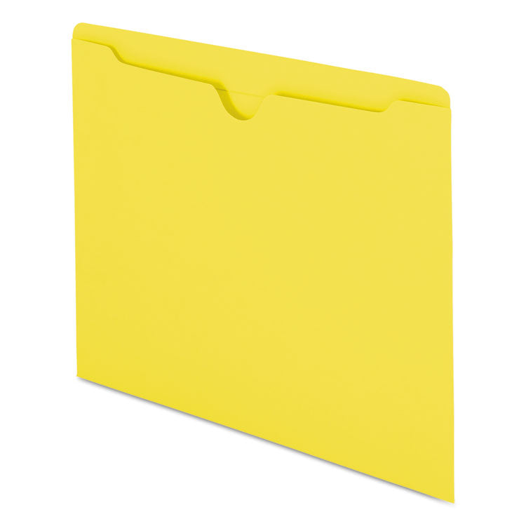 Colored File Jackets With Reinforced Double-Ply Tab, Straight Tab, Letter Size, Yellow, 100/box