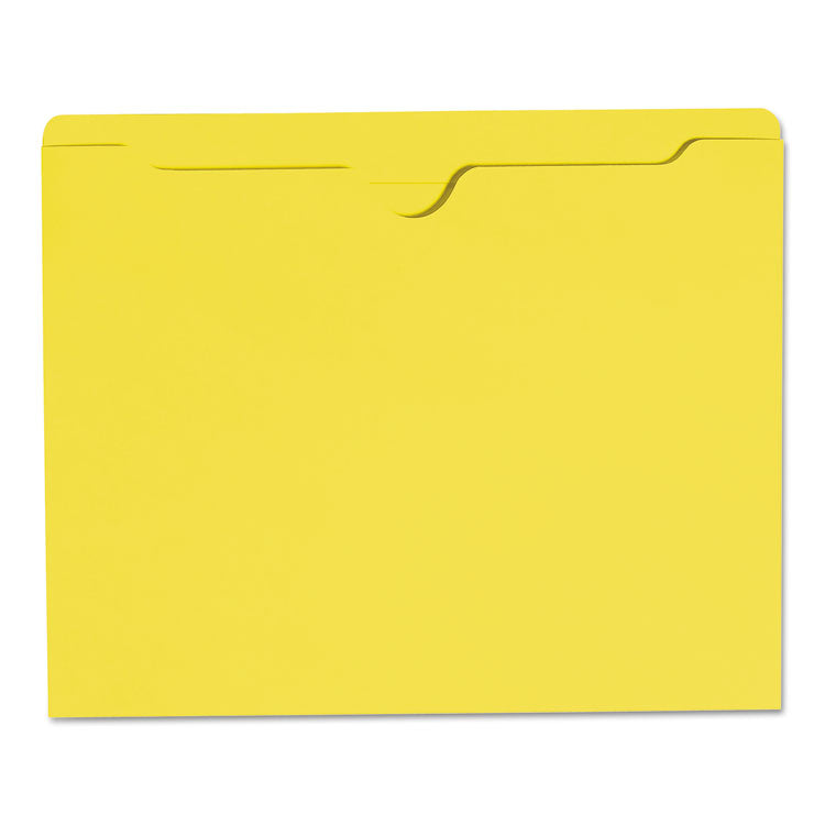 Colored File Jackets With Reinforced Double-Ply Tab, Straight Tab, Letter Size, Yellow, 100/box