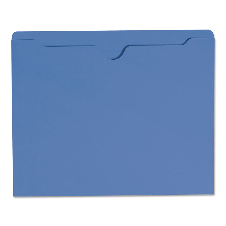 Colored File Jackets With Reinforced Double-Ply Tab, Straight Tab, Letter Size, Blue, 100/box