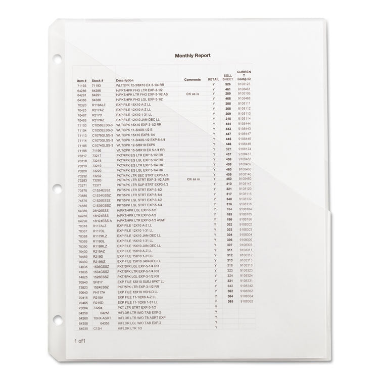 Organized Up Poly Slash Jackets, 2-Sections, Letter Size, Clear, 5/pack