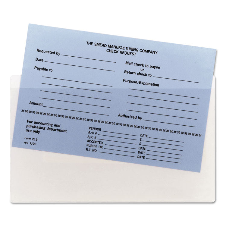 Self-Adhesive Poly Pockets, Top Load, 9 x 5.56, Clear, 100/Box