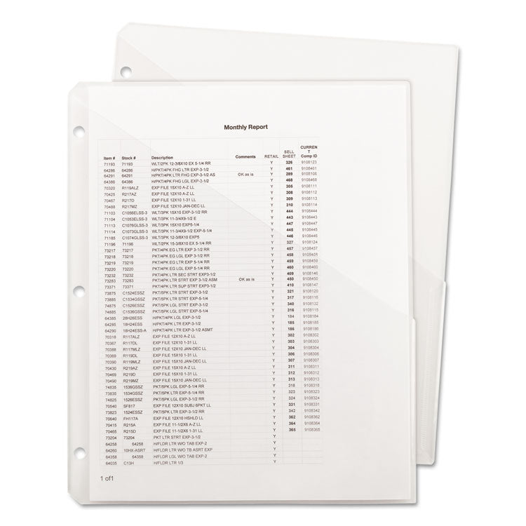 Organized Up Poly Slash Jackets, 2-Sections, Letter Size, Clear, 5/pack