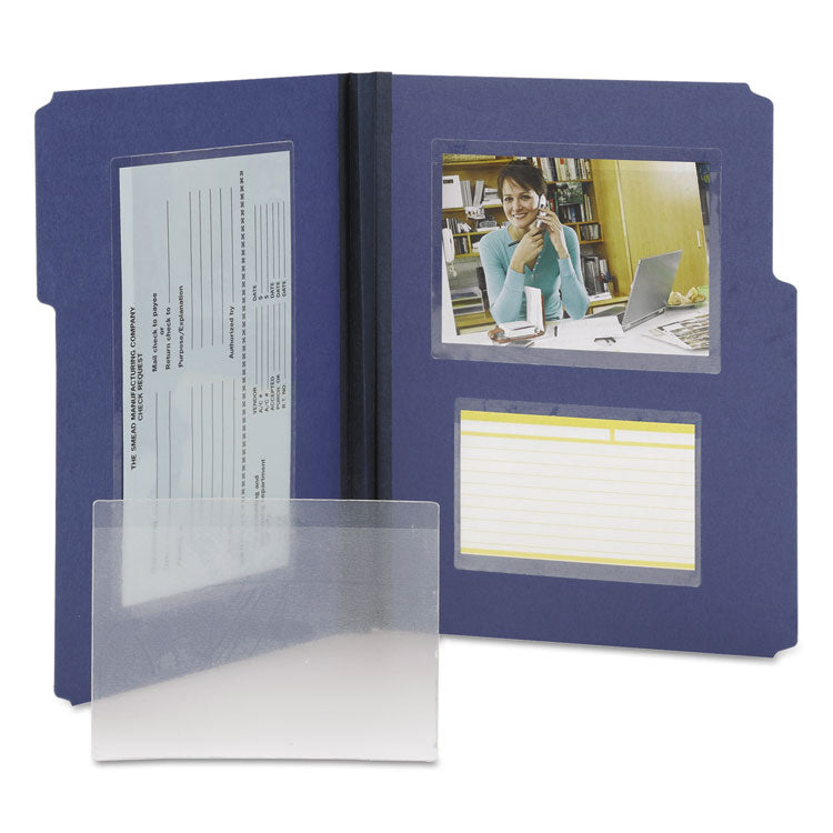 Self-Adhesive Poly Pockets, Top Load, 6.25 x 4.56, Clear, 100/Box