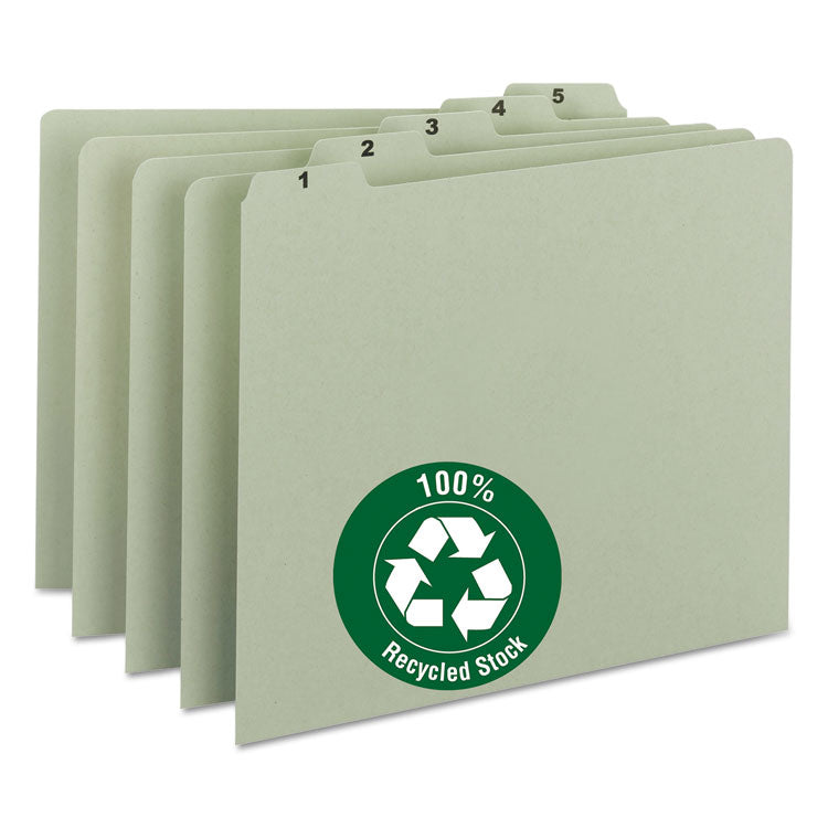 100% Recycled Daily Top Tab File Guide Set, 1/5-Cut Top Tab, 1 To 31, 8.5 X 11, Green, 31/set