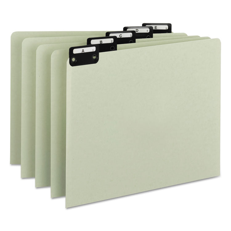 Alphabetic Top Tab Indexed File Guide Set, 1/5-Cut Top Tab, A To Z, 8.5 X 11, Green, 25/set