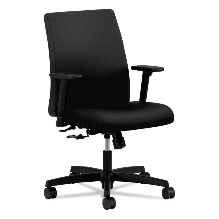 Ignition Series Fabric Low-Back Task Chair, Supports Up To 300 Lb, 17" To 21.5" Seat Height, Black