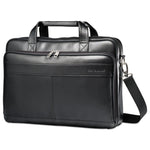 Leather Slim Brief, Fits Devices Up to 15.6", Genuine Leather, 15.75 x 2.5 x 11.75, Black