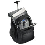 Rolling Backpack, Fits Devices Up to 15.6", Polyester, 14 x 8 x 21, Black/Charcoal