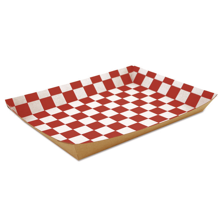 Paper Food Baskets, 10.5 x 7.5 x 1.5, Brown/Red/White, Paper, 250/Carton