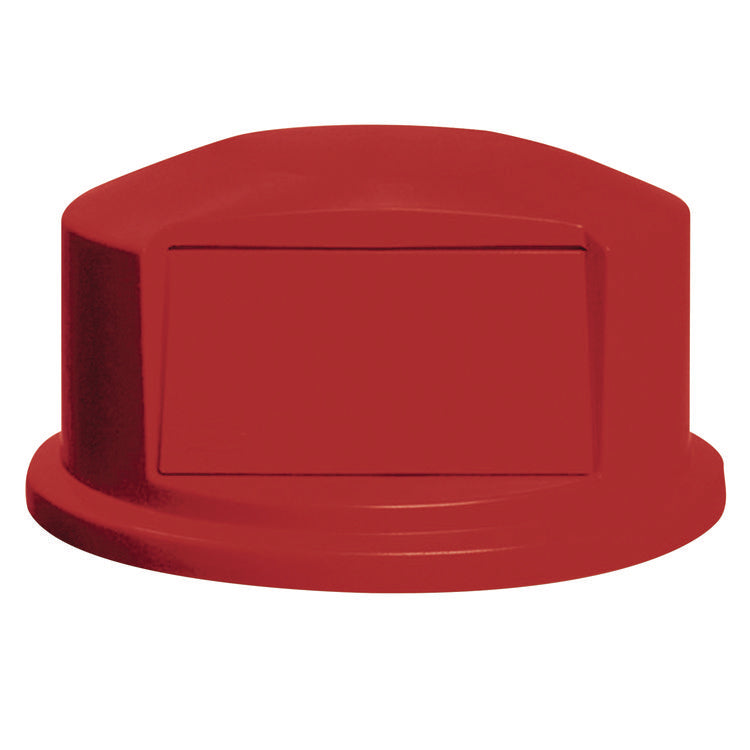 Round BRUTE Dome Top with Push Door, For 44-Gallon Containers, 24.81" Diameter x 12.63h, Red
