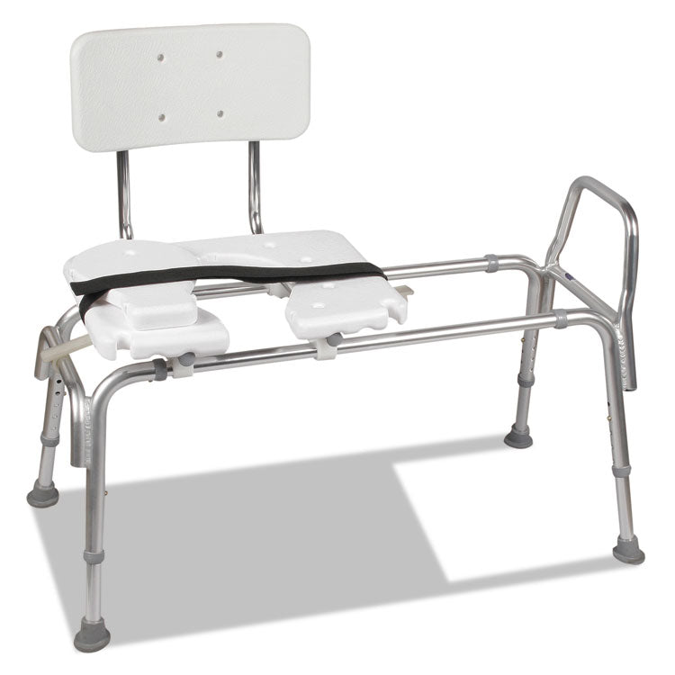 Heavy-Duty Sliding Transfer Bench with Cut-Out Seat, 19w x 15d x 19 to 23h, 400 lbs Capacity
