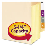 Manila End Tab File Pockets with Tear Resistant Gussets, 5.25" Expansion, Letter Size, Manila, 10/Box