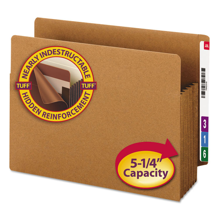 Heavy-Duty Redrope End Tab Tuff Pockets, 5.25" Expansion, Letter Size, Redrope, 10/box