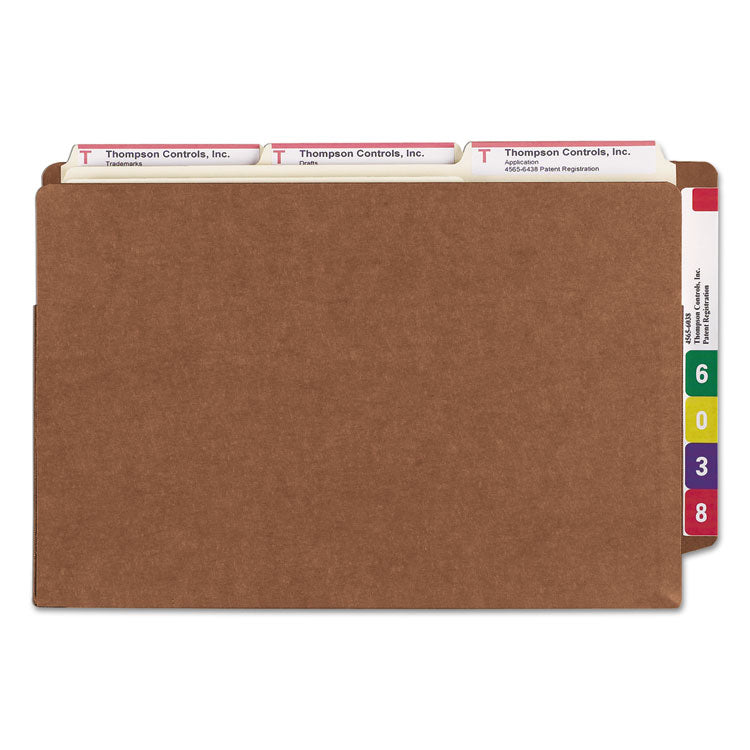 Heavy-Duty Redrope End Tab Tuff Pockets, 5.25" Expansion, Legal Size, Redrope, 10/box