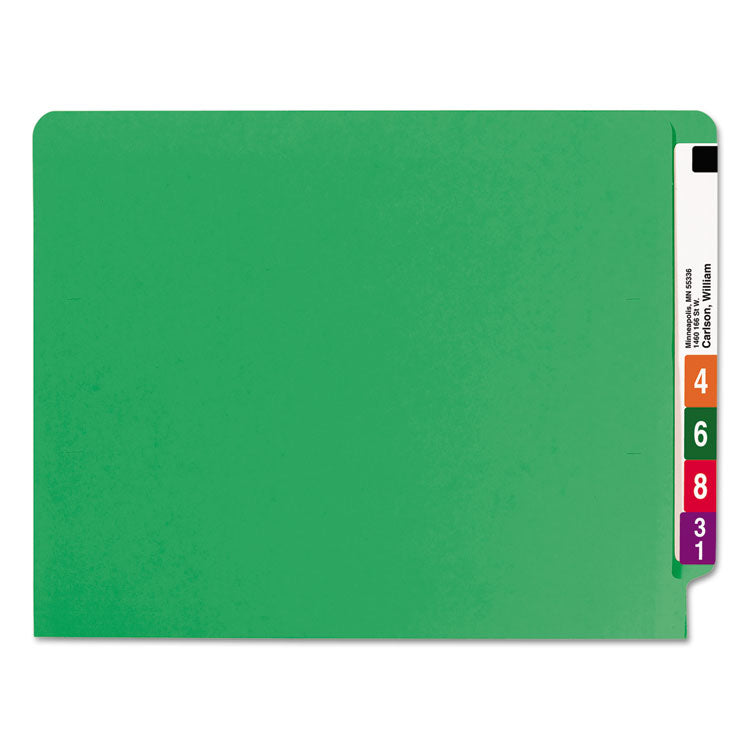 Shelf-Master Reinforced End Tab Colored Folders, Straight Tabs, Letter Size, 0.75" Expansion, Green, 100/Box