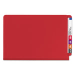 End Tab Pressboard Classification Folders, Six SafeSHIELD Fasteners, 2" Expansion, 2 Dividers, Legal Size, Bright Red, 10/Box