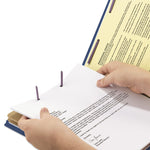 End Tab Pressboard Classification Folders, Six SafeSHIELD Fasteners, 2" Expansion, 2 Dividers, Legal Size, Dark Blue, 10/Box