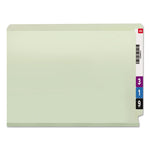End Tab Pressboard Classification Folders, Two SafeSHIELD Coated Fasteners, 1" Expansion, Letter Size, Gray-Green, 25/Box