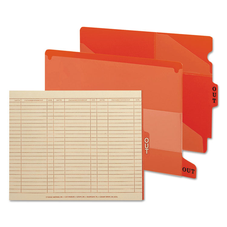 Colored Poly Out Guides With Pockets, 1/3-Cut End Tab, Out, 8.5 X 11, Red, 25/box