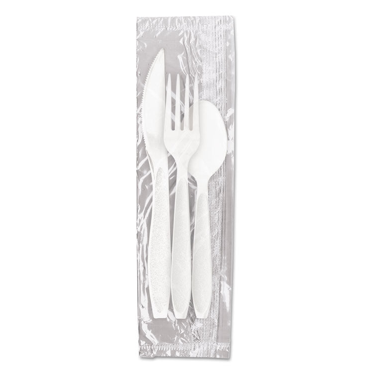 Reliance Mediumweight Cutlery Kit, Fork/Knife/Spoon, Plastic, White, 500/Carton