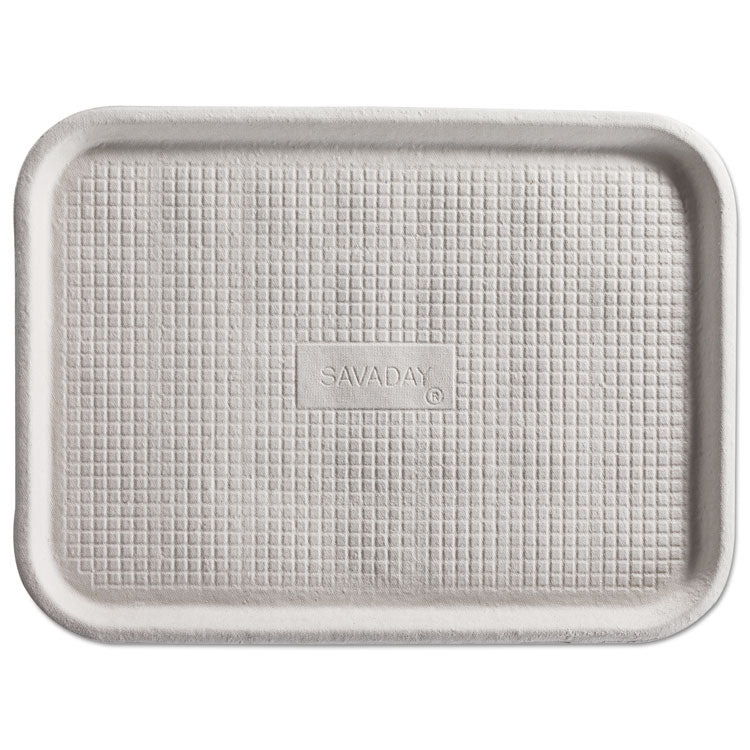 Savaday Molded Fiber Flat Food Tray, 16 x 12, White, Paper, 200/Carton