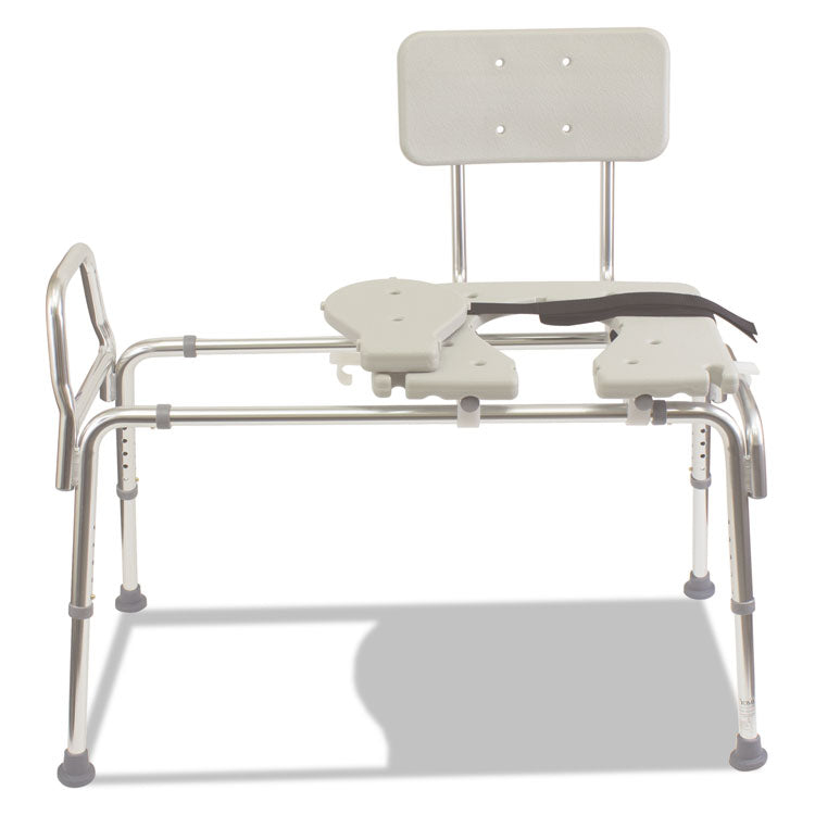 Heavy-Duty Sliding Transfer Bench with Cut-Out Seat, 19w x 15d x 19 to 23h, 400 lbs Capacity