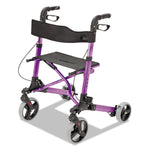 Gateway Aluminum Rollator, Adjusts 31" to 36", 300 lb Capacity, Purple
