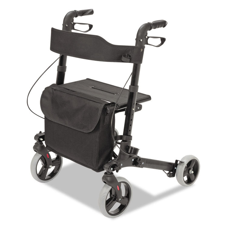 Gateway Aluminum Rollator, Adjusts 31" to 36", 300 lb Capacity, Black
