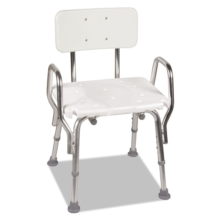 Shower Chair, Supports Up To 350 Lb, 16" To 20" Seat Height, White/silver