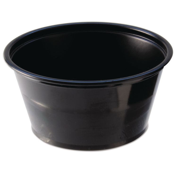 Portion Cups, 2 oz, Plastic, Black, 250/Sleeve, 10 Sleeves/Carton