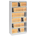 Enclosed Fixed-Shelf Lateral File with Retractable Doors, 6 Legal/Letter Size Shelves, 36" x 16.5" x 75.25", Light Gray