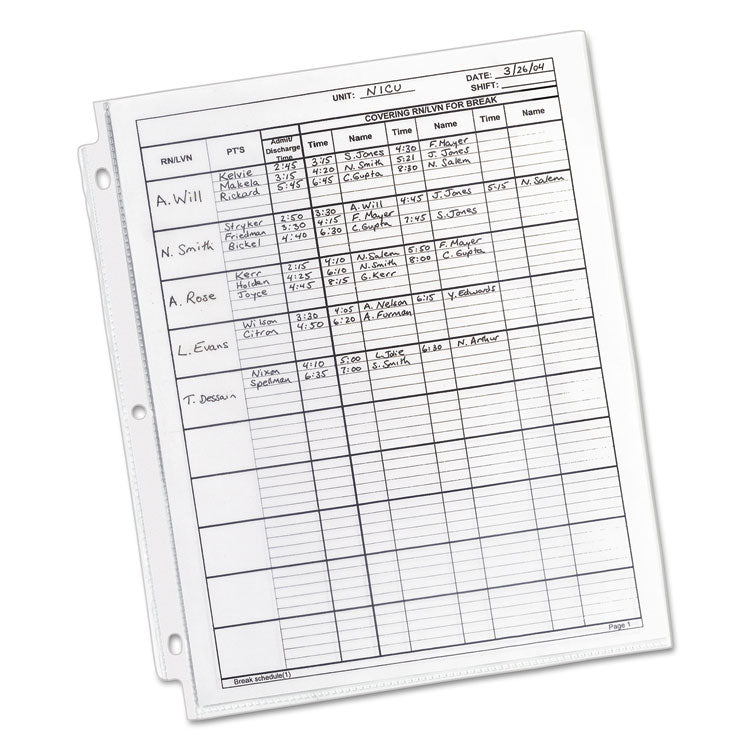 Heavyweight Easy Load Diamond Clear Sheet Protector, Side: 3-Hole Punched, Top Load 8.5 x 11 Insert, Clear Front, 100/Box