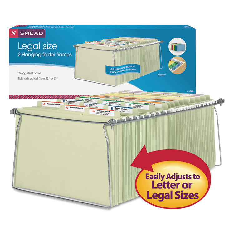 Steel Hanging Folder Drawer Frame, Legal Size, 23" To 27" Long, Gray, 2/pack