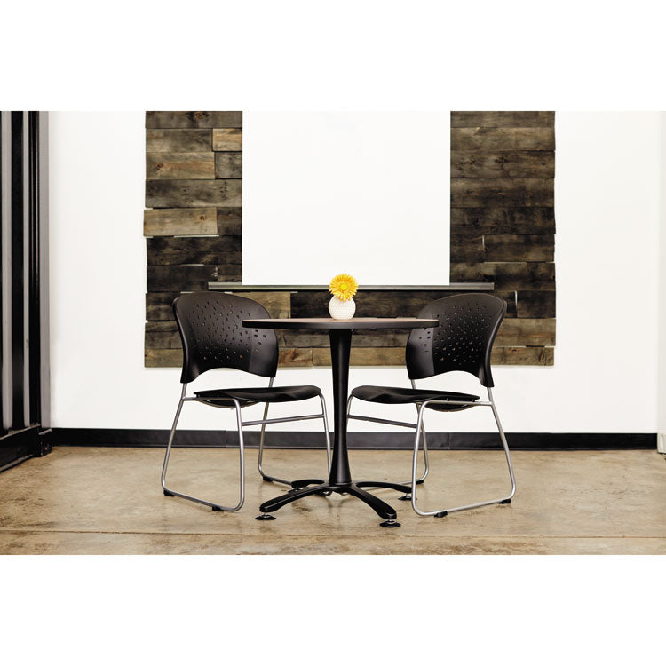 Reve Guest Chair with Sled Base, 19.75" x 23.5" x 33.5", Black Seat, Black Back, Silver Base, 2/Carton