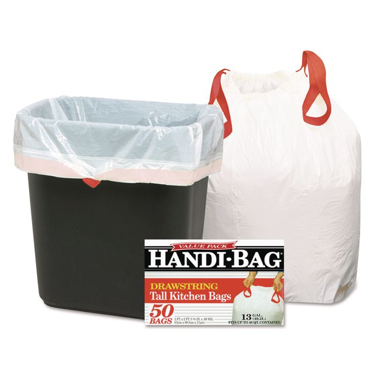Drawstring Kitchen Bags, 13 gal, 24" x 27.38", White, 50/Box