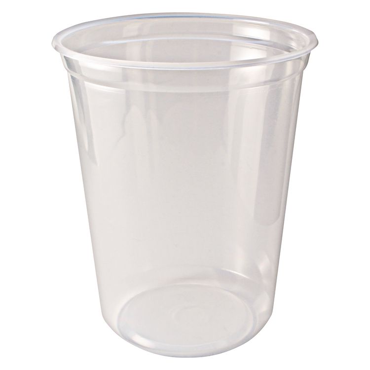 Microwavable Deli Containers, 32 oz, 4.6" Diameter x 5.6" h, Clear, Plastic, 500/Carton