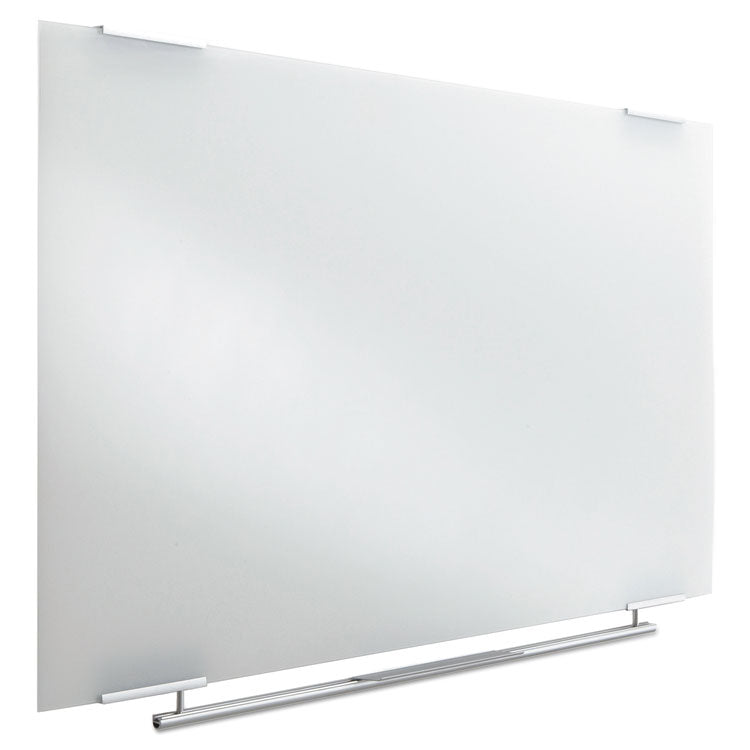 Clarity Glass Dry Erase Board with Aluminum Trim, 48" x 36", White Surface, Satin Aluminum Frame