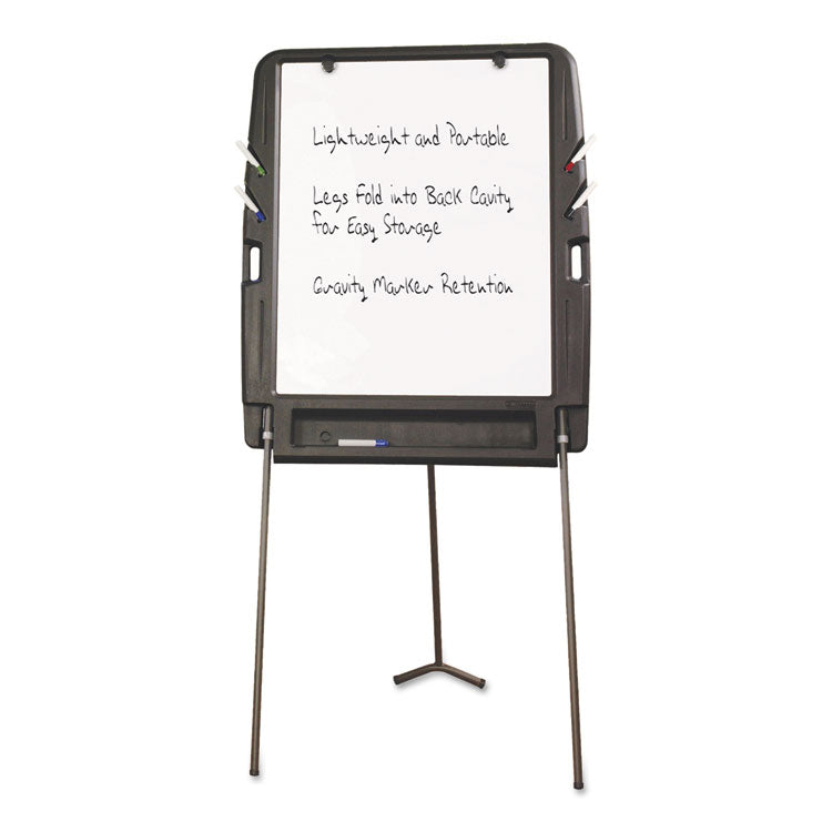 Ingenuity Portable Flipchart Easel with Dry Erase Surface, 35" x 30", White Surface, Charcoal Gray Polyethylene Frame