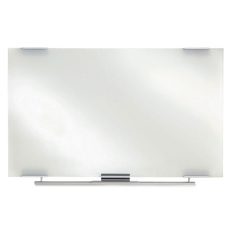 Clarity Glass Dry Erase Board with Aluminum Trim, 48" x 36", White Surface, Satin Aluminum Frame