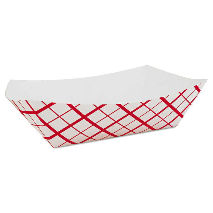 Paper Food Baskets, 10 lb Capacity, 9.84 x 6.97 x 3.13, Red/White, Paper, 250/Carton
