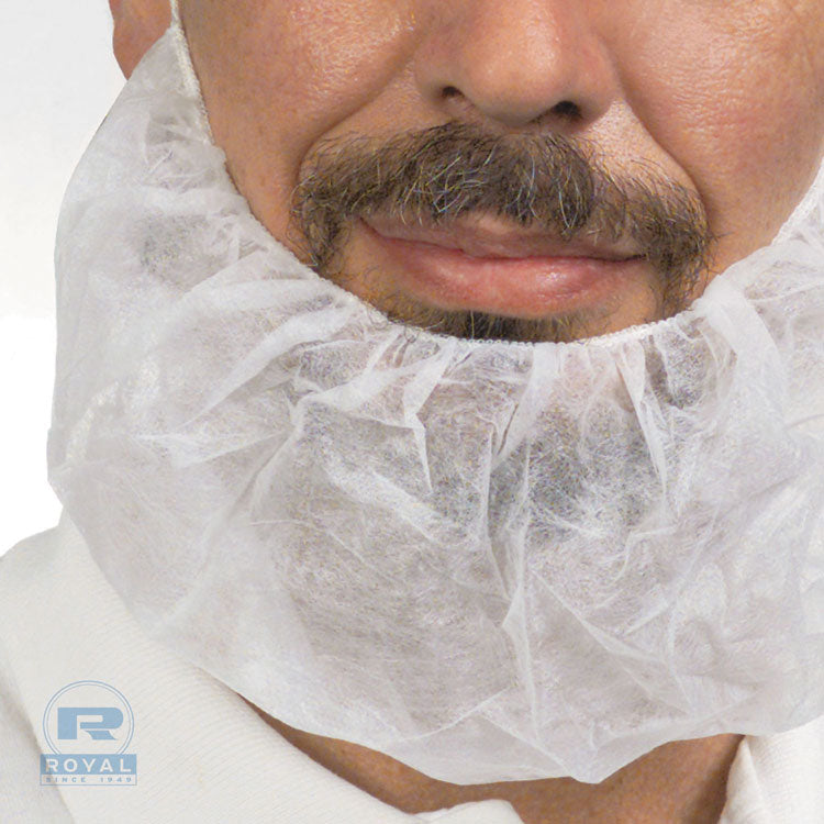 Poly Latex-Free Beard Protector, Spun-Bonded Polypropylene, One Size Fits All, White, 100/Box, 10 Boxes/Carton