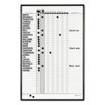 Employee In/Out Board System, 36-Person Tracking, 24" x 36", White/Gray Surface, Black Aluminum Frame