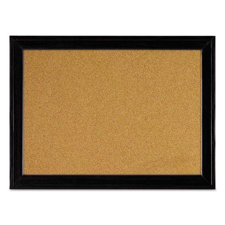 Cork Bulletin Board with Black Frame, 17" x 11", Tan Surface, Black Fiberboard (MDF) Frame