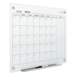Infinity Magnetic Glass Calendar Board, Monthly Planning/Scheduling, 36" x 24", White Surface