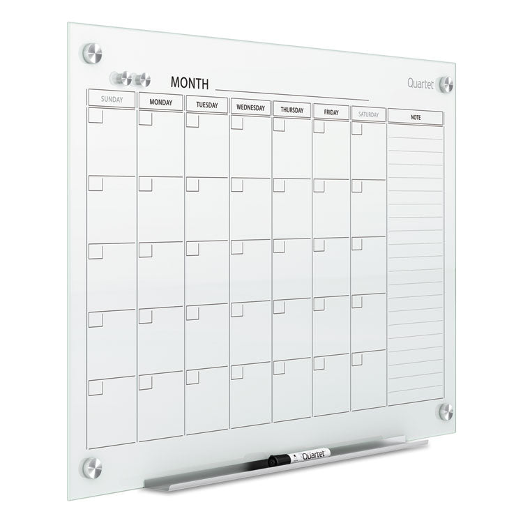 Infinity Magnetic Glass Calendar Board, Monthly Planning/Scheduling, 36" x 24", White Surface