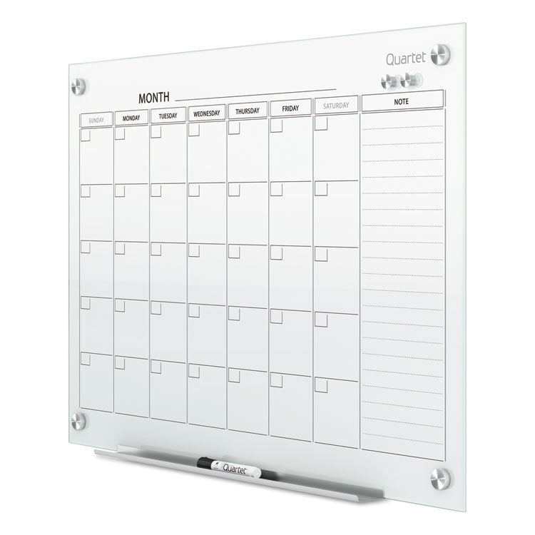 Infinity Magnetic Glass Calendar Board, Monthly Planning/Scheduling, 48" x 36", White Surface