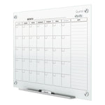 Infinity Magnetic Glass Calendar Board, Monthly Planning/Scheduling, 36" x 24", White Surface