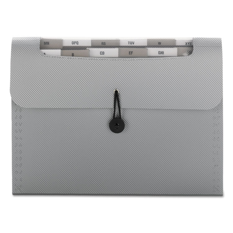 Step Index Organizer, 12 Sections, Cord/Hook Closure, 1/6-Cut Tabs, Letter Size, Silver